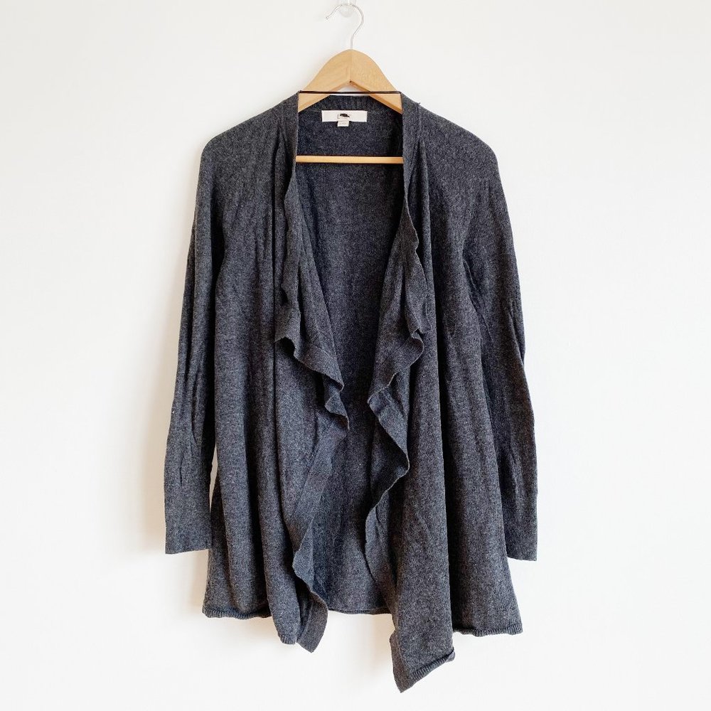 Loft NWOT Women's Wool Mix Drape Cardigan Sweater Open-Front, Gray, Size Medium